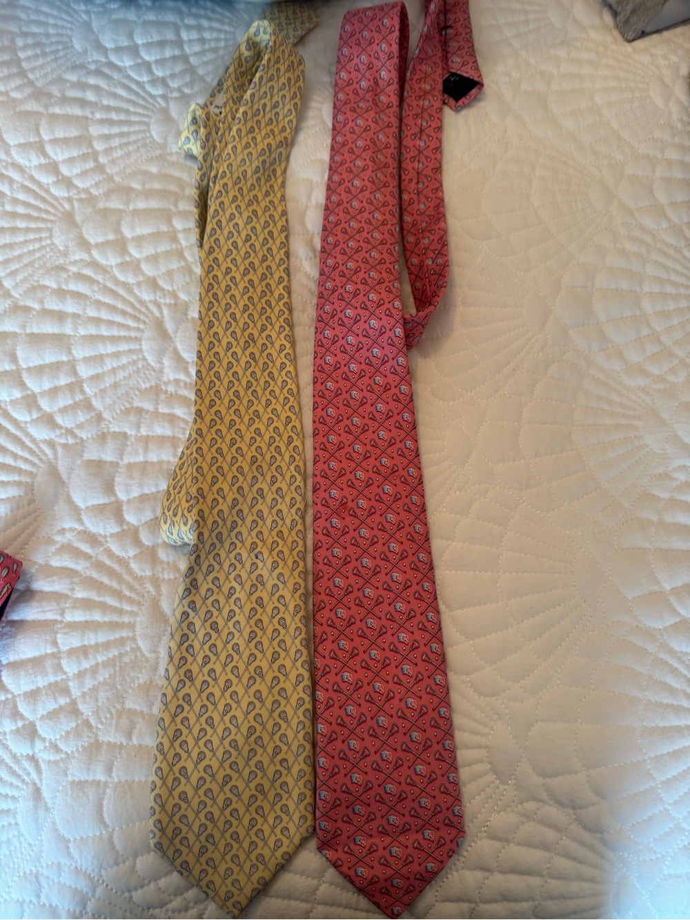 Vineyard Vines Yellow and Coral Silk Tie Pair
